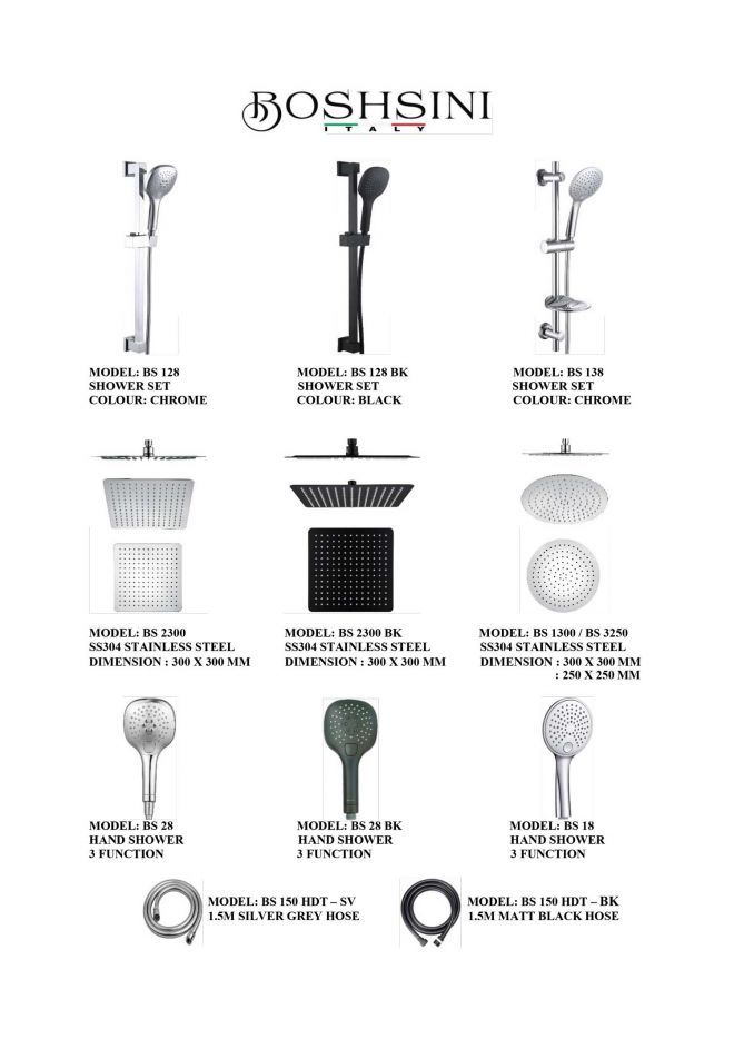 Boshsini bathroom accessories catalogue